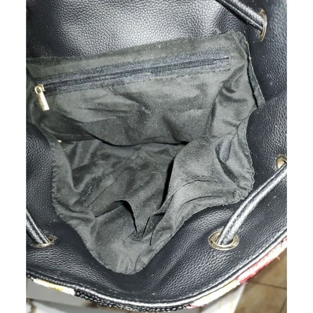 Beautiful Women's Unbranded Sequin Floral Black Backpack 12